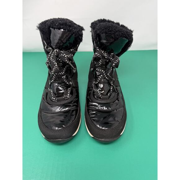 Sorel Whitney Short Lace Patent Black Boots LL3433-010 Women’s 7.5 Waterproof - Picture 1 of 5